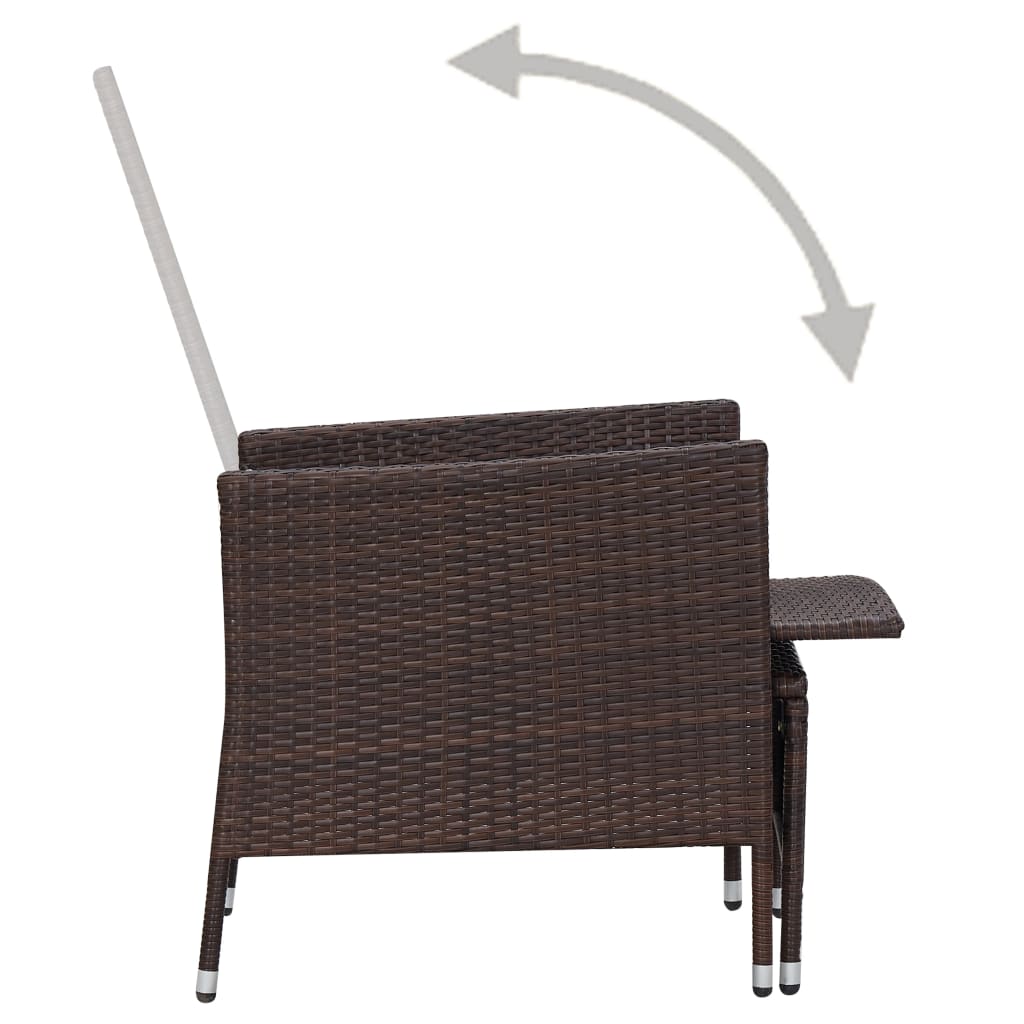 Tuinstoel verstelbaar met kussens poly rattan bruin is nu te koop bij PeponiXL, paradijselijk wonen!