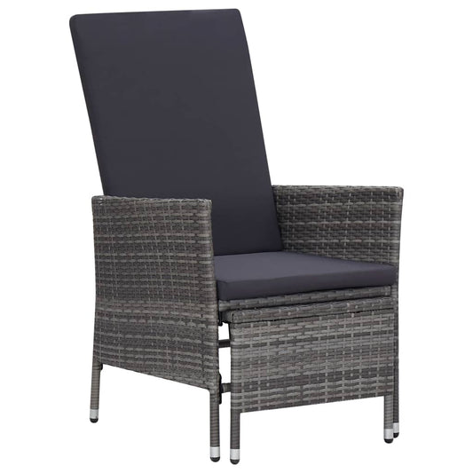 Tuinstoel verstelbaar met kussens poly rattan grijs is nu te koop bij PeponiXL, paradijselijk wonen!
