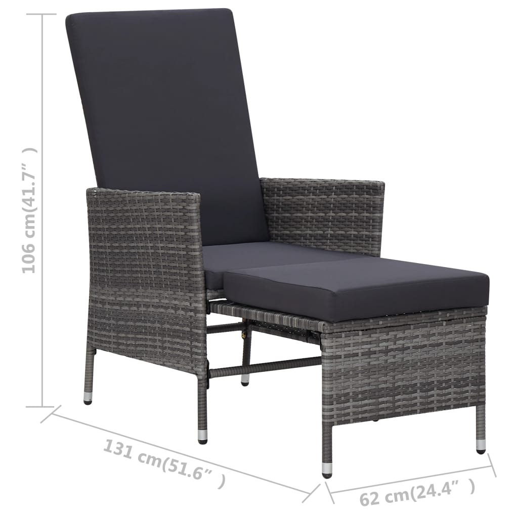 Tuinstoel verstelbaar met kussens poly rattan grijs is nu te koop bij PeponiXL, paradijselijk wonen!