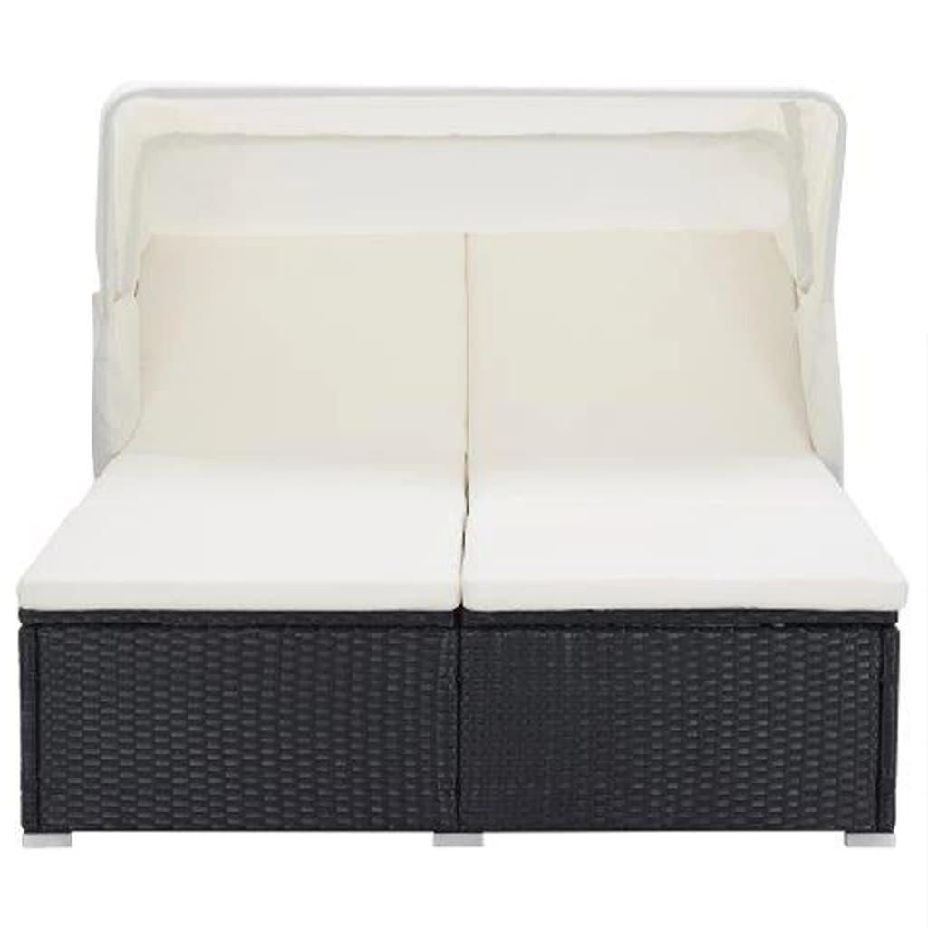 Ligbed met kussen 2-persoons poly rattan zwart is nu te koop bij PeponiXL, paradijselijk wonen!