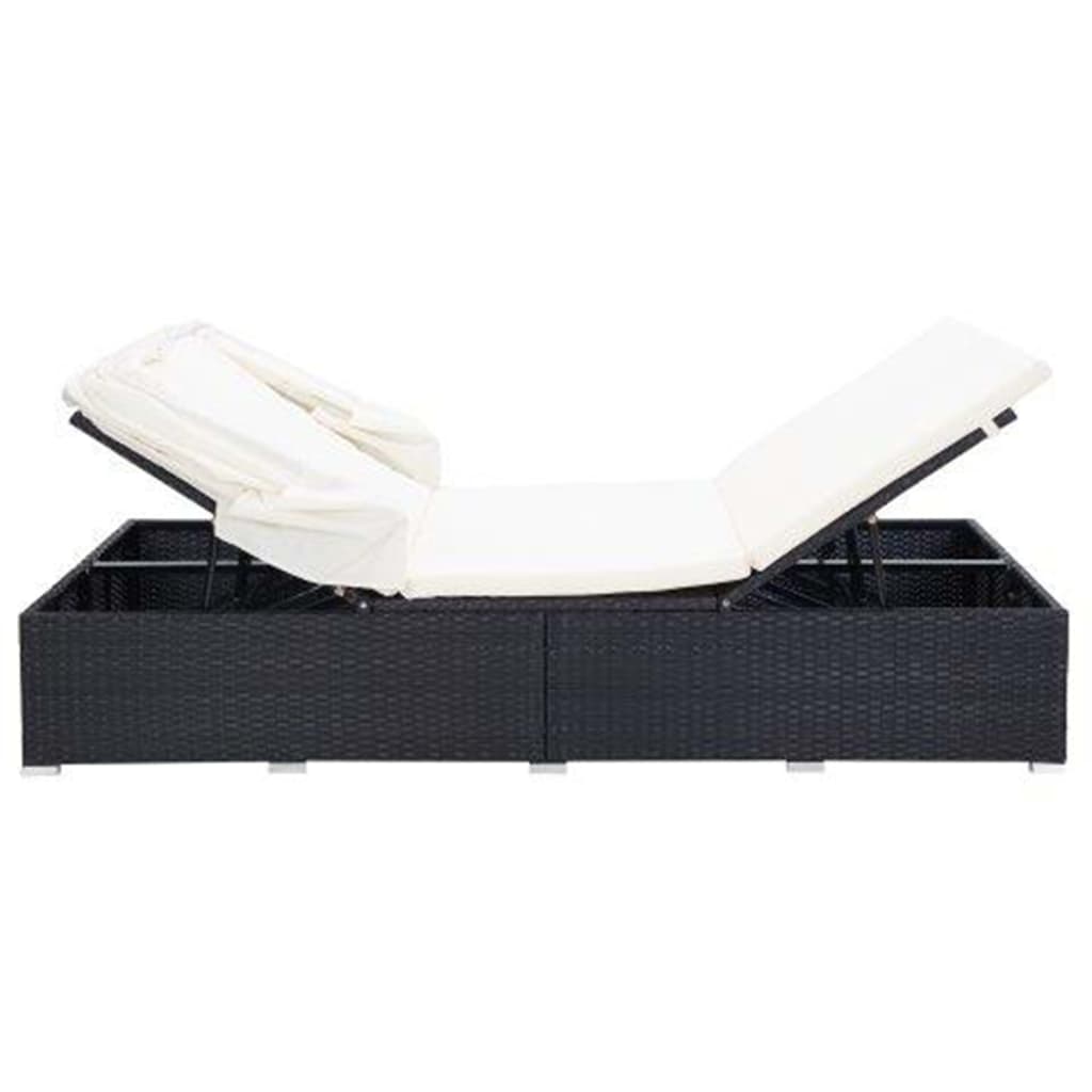 Ligbed met kussen 2-persoons poly rattan zwart is nu te koop bij PeponiXL, paradijselijk wonen!