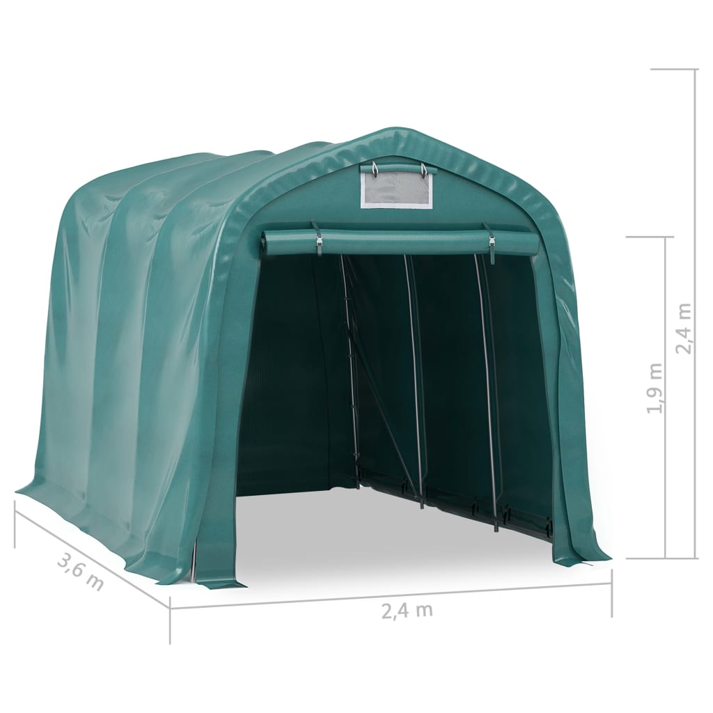 Garagetent 2,4x3,6 m PVC groen is nu te koop bij PeponiXL, paradijselijk wonen!