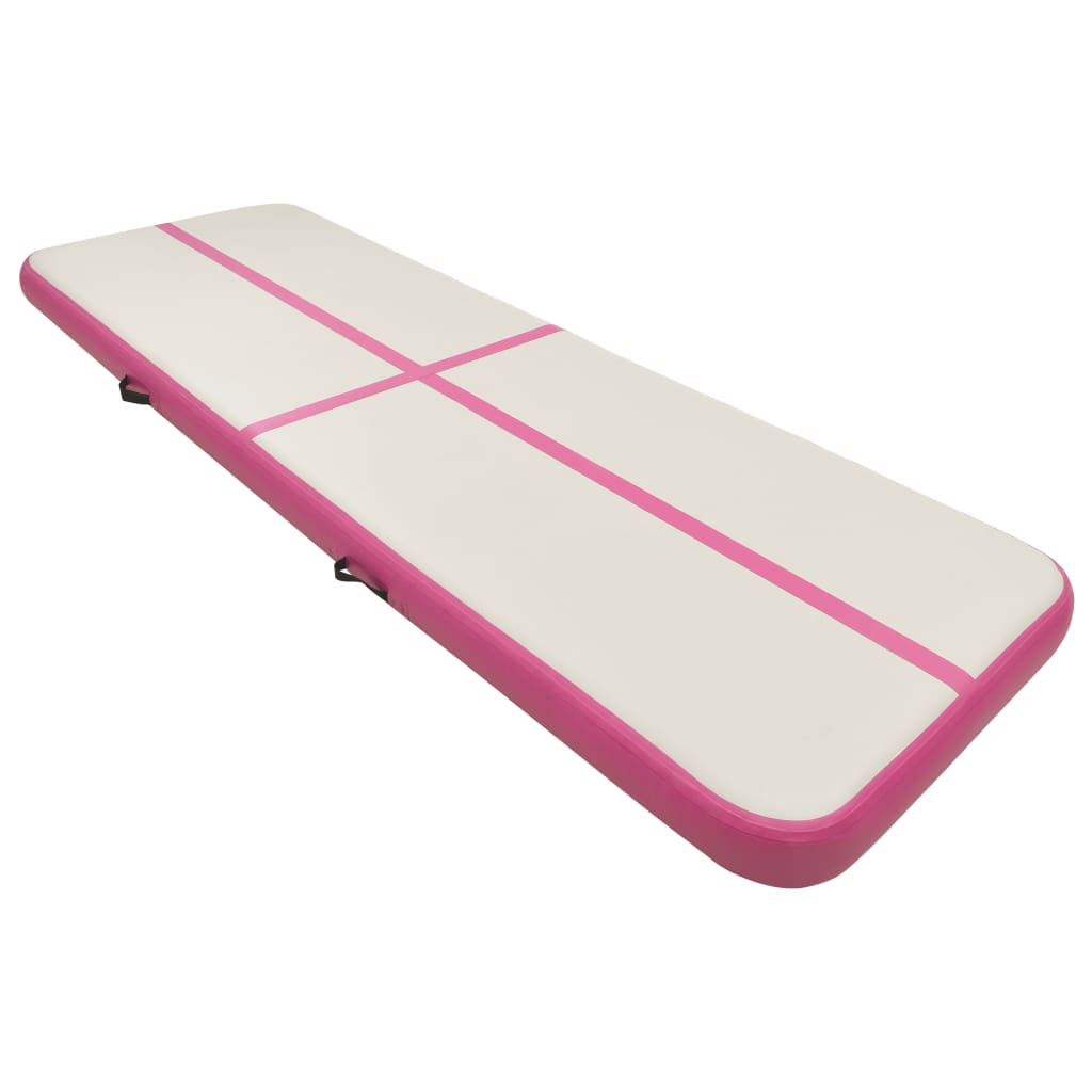 Gymnastiekmat met pomp opblaasbaar 300x100x15 cm PVC roze is nu te koop bij PeponiXL, paradijselijk wonen!