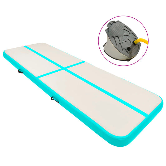 Gymnastiekmat met pomp opblaasbaar 300x100x20 cm PVC groen is nu te koop bij PeponiXL, paradijselijk wonen!