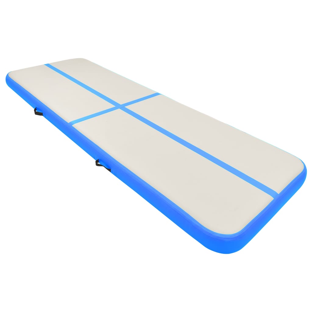 Gymnastiekmat met pomp opblaasbaar 500x100x20 cm PVC blauw is nu te koop bij PeponiXL, paradijselijk wonen!