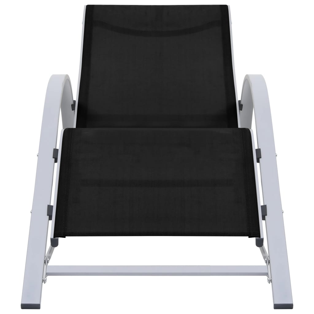 Ligbedden 2 st met tafel aluminium zwart is nu te koop bij PeponiXL, paradijselijk wonen!