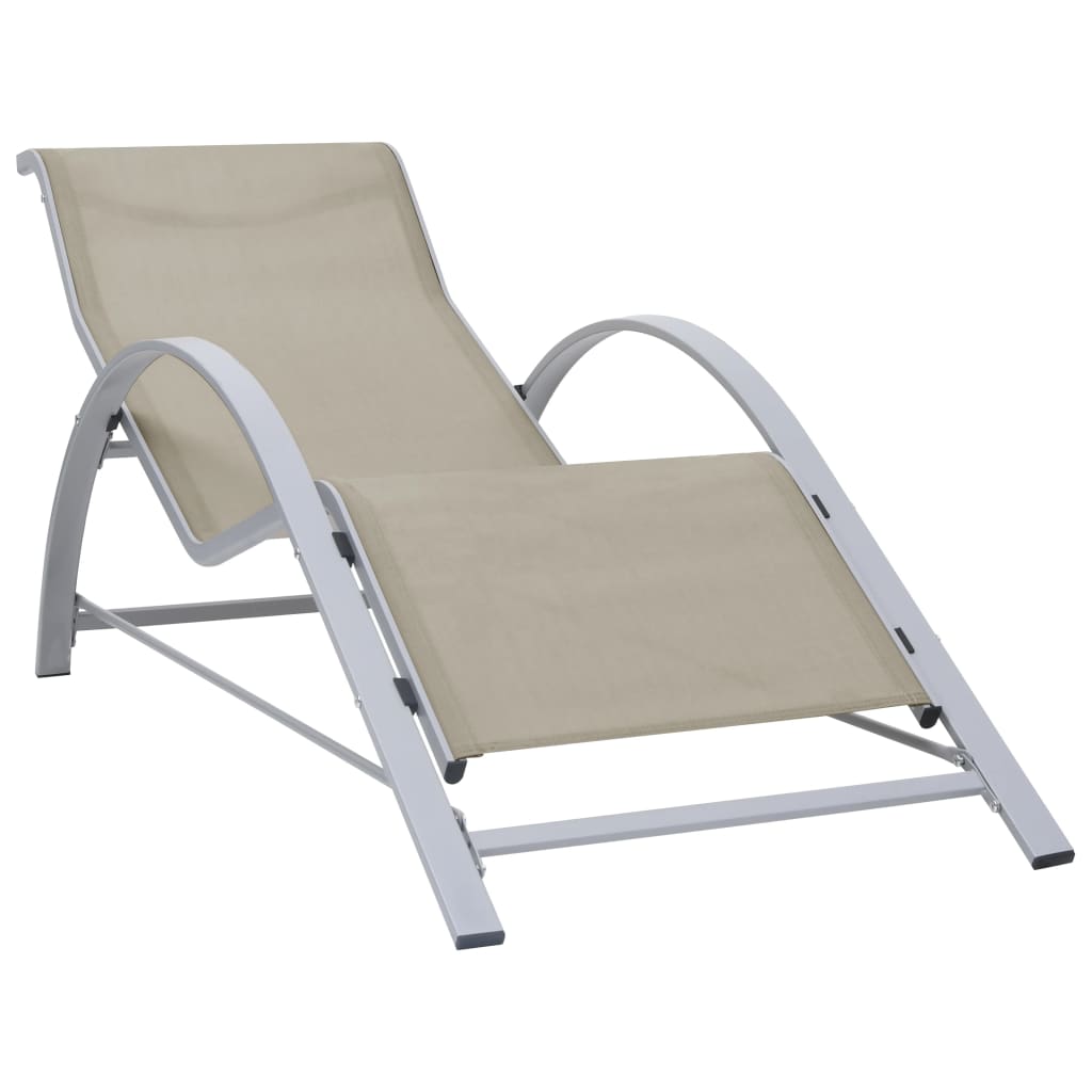 Ligbedden 2 st met tafel aluminium crèmekleurig is nu te koop bij PeponiXL, paradijselijk wonen!