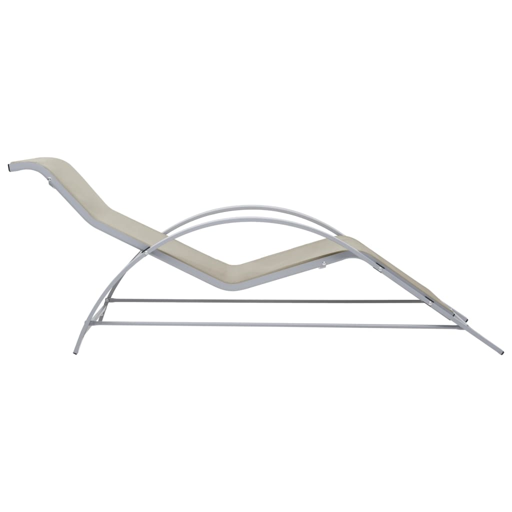 Ligbedden 2 st met tafel aluminium crèmekleurig is nu te koop bij PeponiXL, paradijselijk wonen!