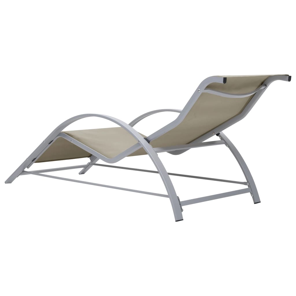 Ligbedden 2 st met tafel aluminium crèmekleurig is nu te koop bij PeponiXL, paradijselijk wonen!