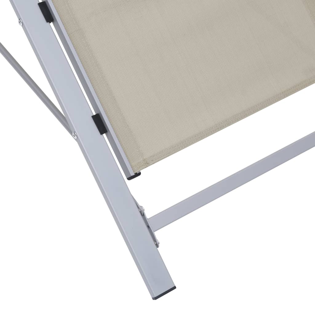 Ligbedden 2 st met tafel aluminium crèmekleurig is nu te koop bij PeponiXL, paradijselijk wonen!
