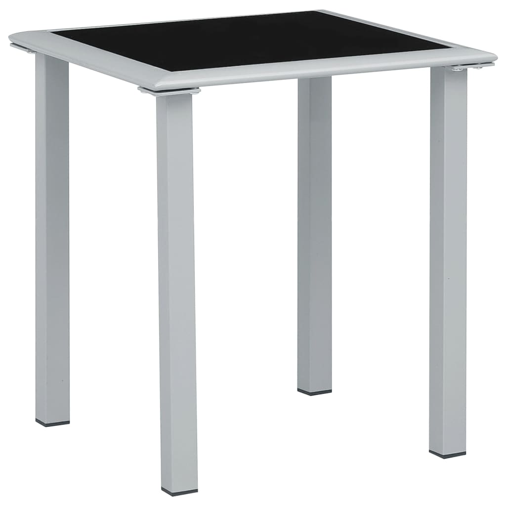 Tuintafel 41x41x45 cm staal en glas zwart en zilverkleurig is nu te koop bij PeponiXL, paradijselijk wonen!