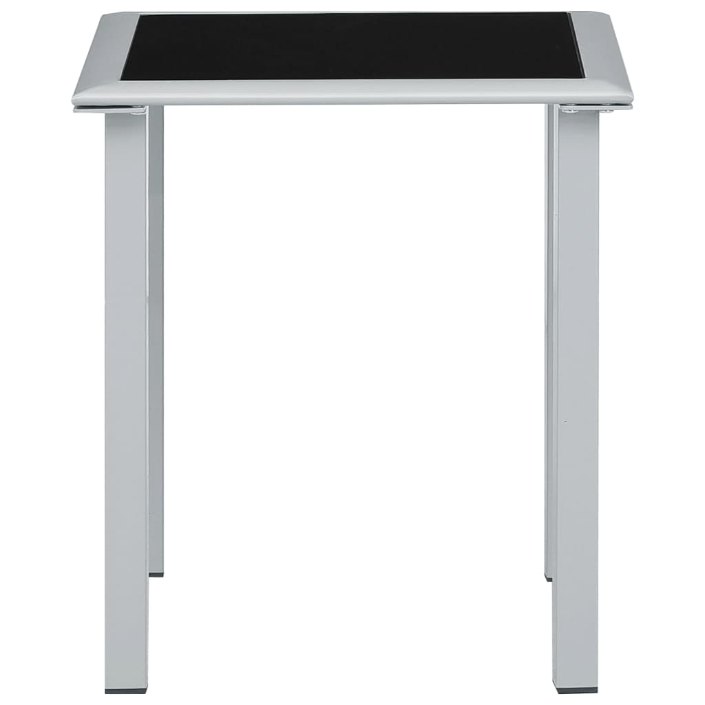 Tuintafel 41x41x45 cm staal en glas zwart en zilverkleurig is nu te koop bij PeponiXL, paradijselijk wonen!