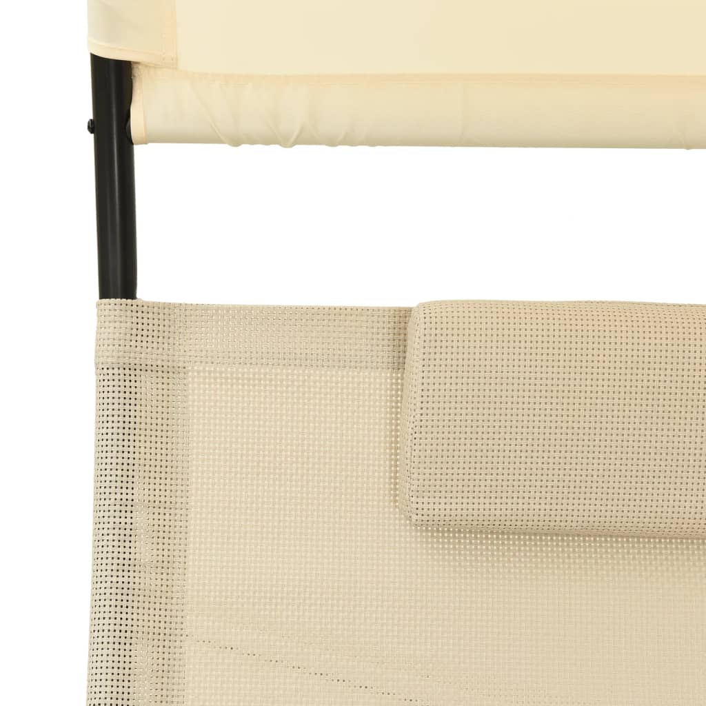 Ligbed tweepersoons met luifel textileen crèmekleurig is nu te koop bij PeponiXL, paradijselijk wonen!