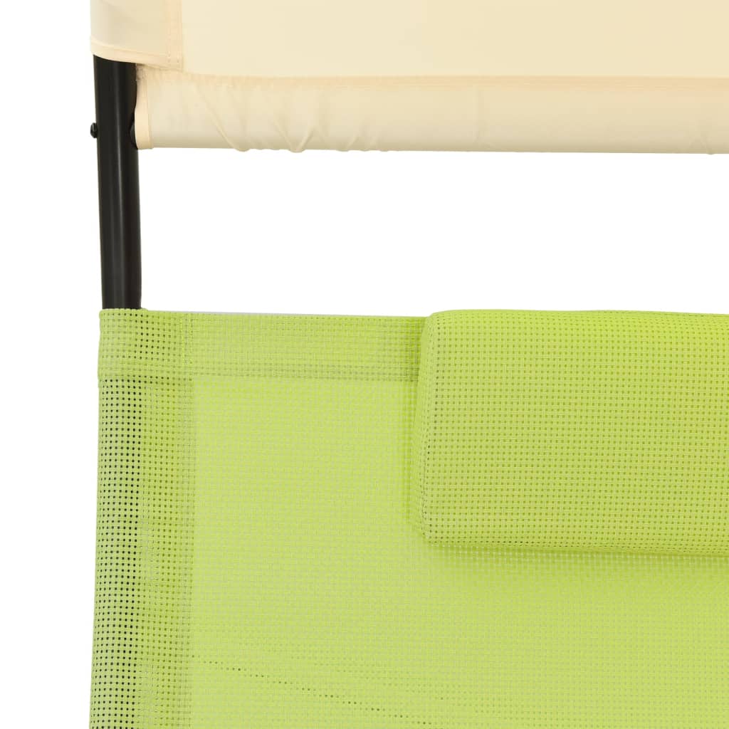 Ligbed tweepersoons met luifel textileen groen en crèmekleurig is nu te koop bij PeponiXL, paradijselijk wonen!
