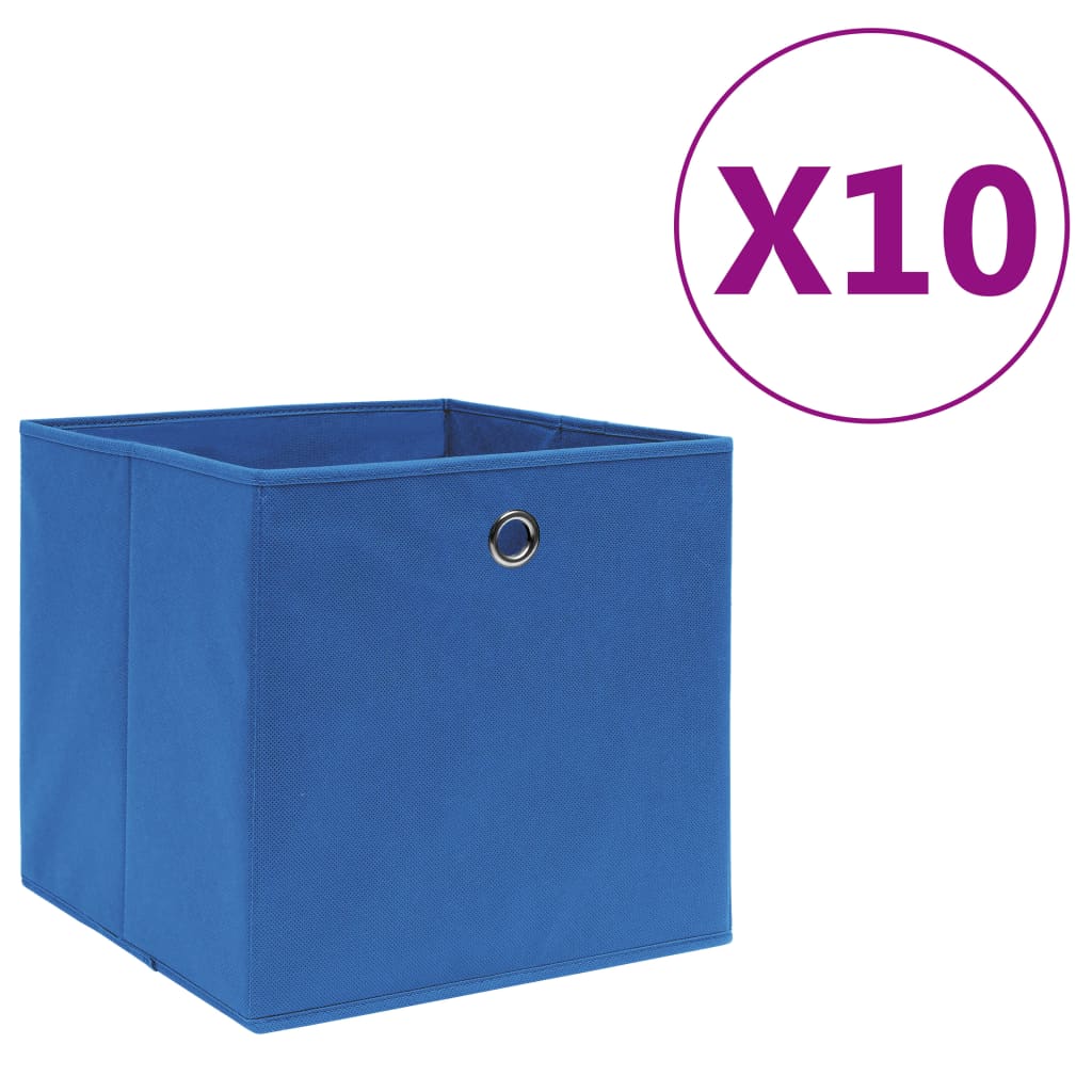 Opbergboxen 10 st 28x28x28 cm nonwoven stof blauw is nu te koop bij PeponiXL, paradijselijk wonen!