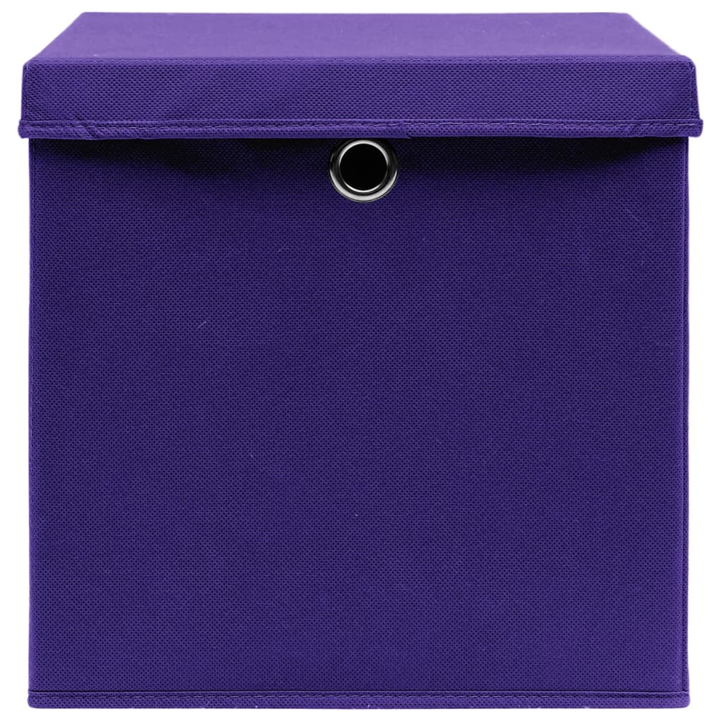 Opbergboxen met deksel 10 st 28x28x28 cm paars is nu te koop bij PeponiXL, paradijselijk wonen!