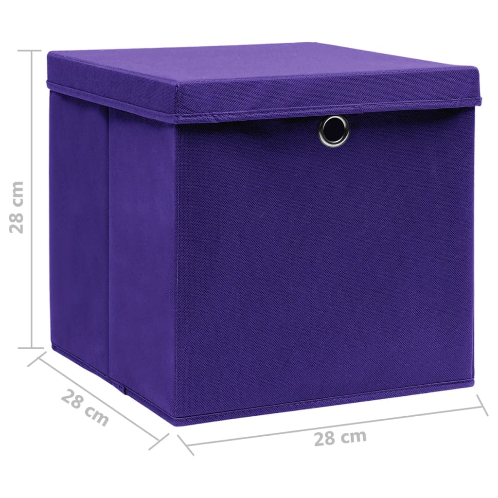 Opbergboxen met deksel 10 st 28x28x28 cm paars is nu te koop bij PeponiXL, paradijselijk wonen!