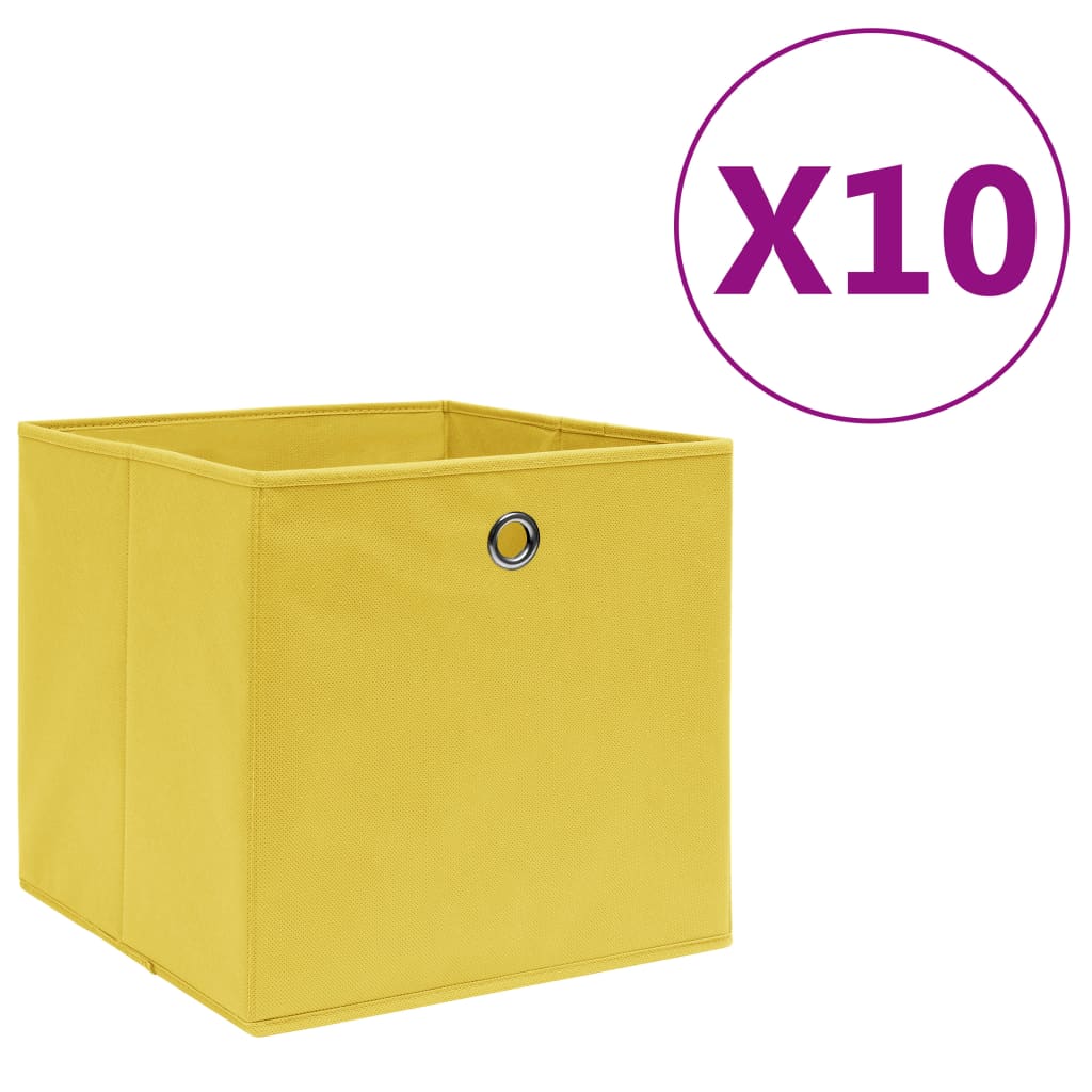 Opbergboxen 10 st 28x28x28 cm nonwoven stof geel is nu te koop bij PeponiXL, paradijselijk wonen!