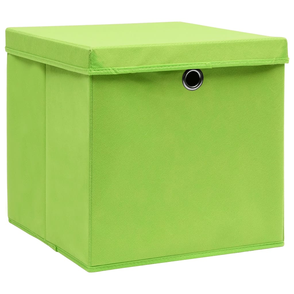 Opbergboxen met deksel 10 st 28x28x28 cm groen is nu te koop bij PeponiXL, paradijselijk wonen!