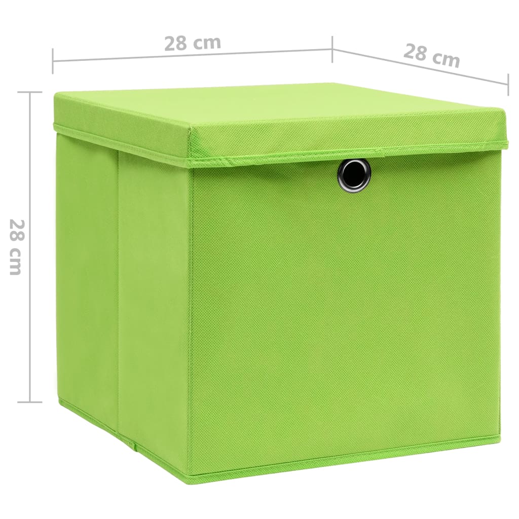 Opbergboxen met deksel 10 st 28x28x28 cm groen is nu te koop bij PeponiXL, paradijselijk wonen!