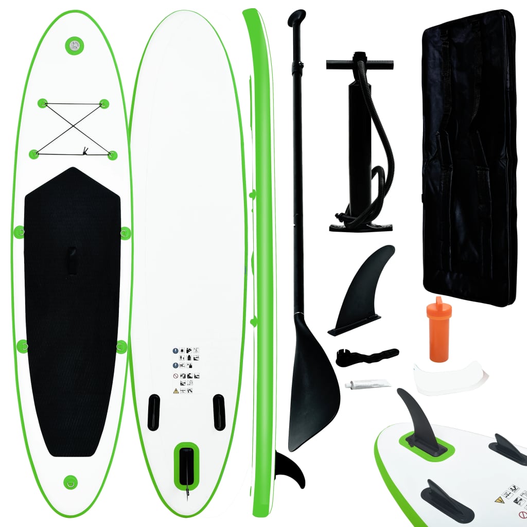 Stand Up Paddleboardset opblaasbaar groen en wit is nu te koop bij PeponiXL, paradijselijk wonen!