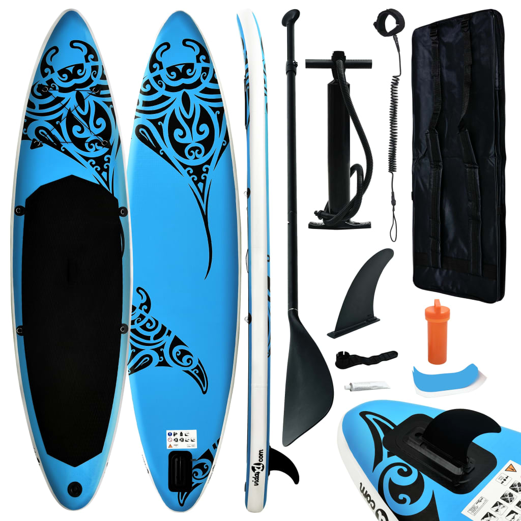 Stand Up Paddleboardset opblaasbaar 366x76x15 cm blauw is nu te koop bij PeponiXL, paradijselijk wonen!