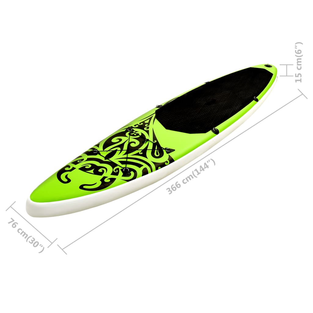 Stand Up Paddleboardset opblaasbaar 366x76x15 cm groen is nu te koop bij PeponiXL, paradijselijk wonen!