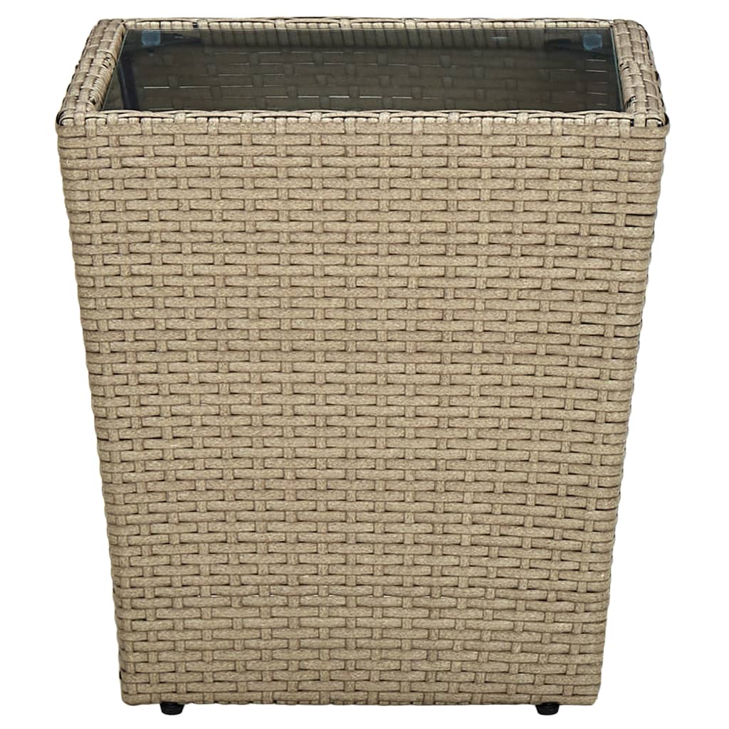 Salontafel 41,5x41,5x44 cm poly rattan en gehard glas beige is nu te koop bij PeponiXL, paradijselijk wonen!