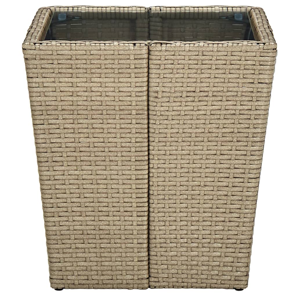 Salontafel 41,5x41,5x44 cm poly rattan en gehard glas beige is nu te koop bij PeponiXL, paradijselijk wonen!