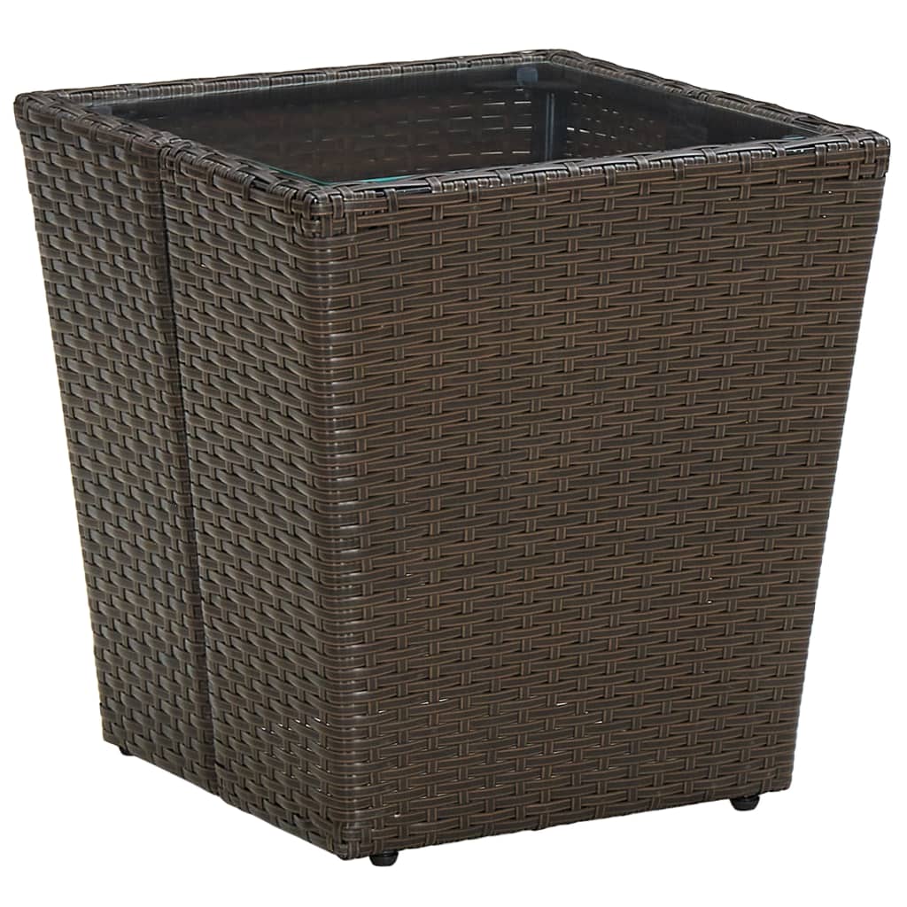 Salontafel 41,5x41,5x44 cm poly rattan en gehard glas bruin is nu te koop bij PeponiXL, paradijselijk wonen!
