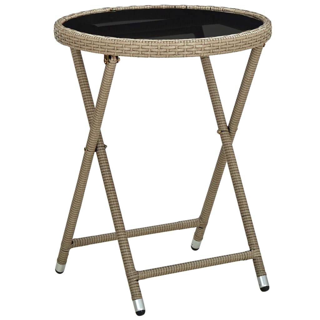 Salontafel 60 cm poly rattan en gehard glas beige is nu te koop bij PeponiXL, paradijselijk wonen!