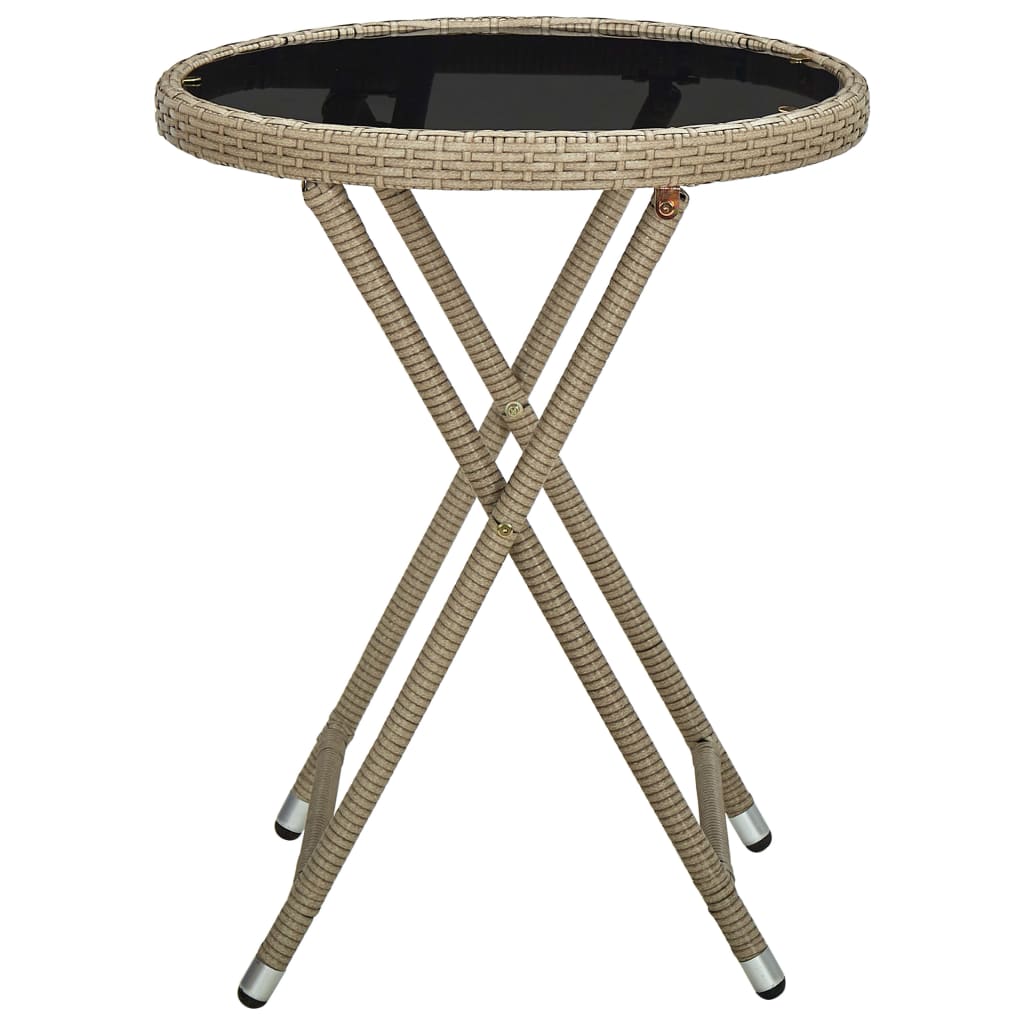 Salontafel 60 cm poly rattan en gehard glas beige is nu te koop bij PeponiXL, paradijselijk wonen!
