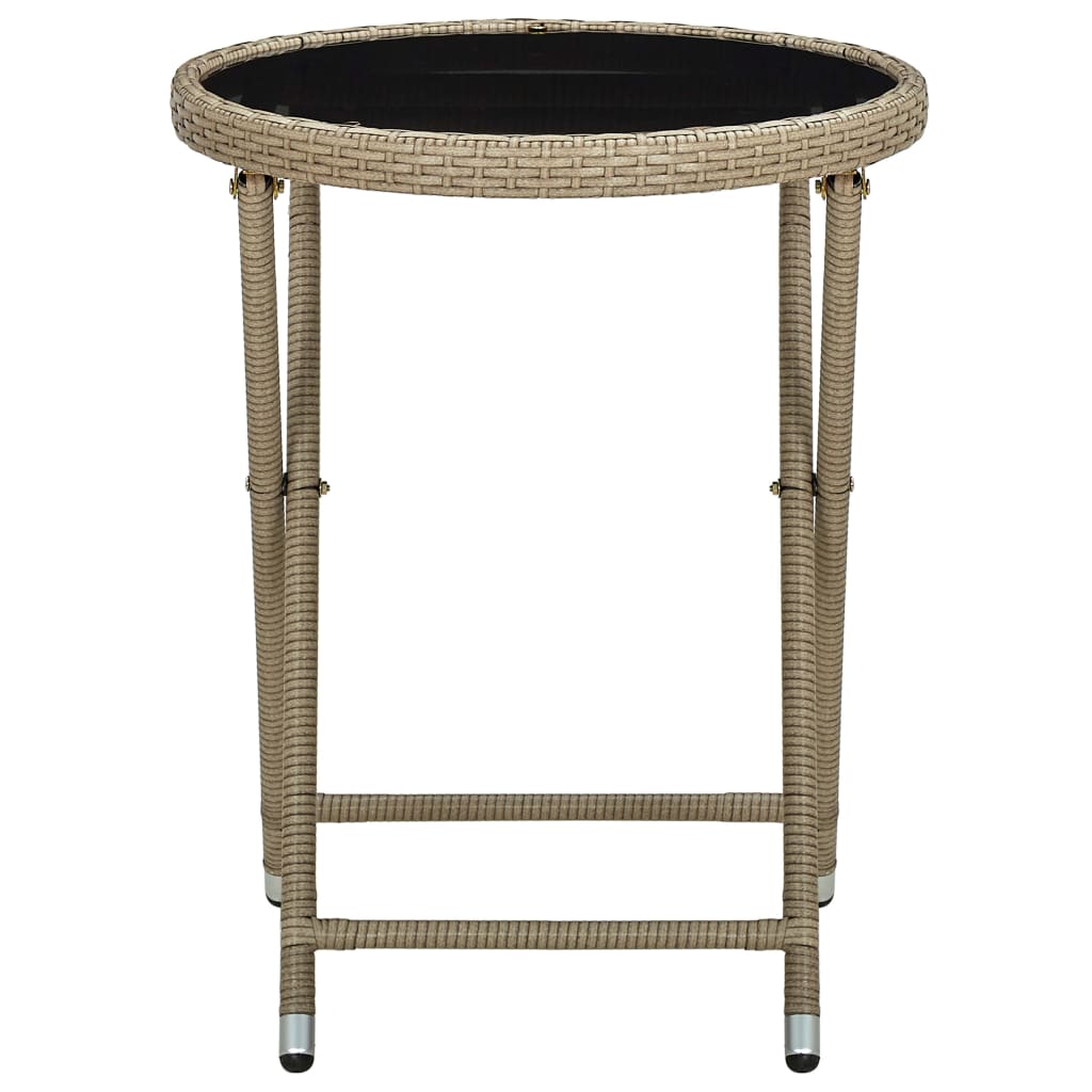 Salontafel 60 cm poly rattan en gehard glas beige is nu te koop bij PeponiXL, paradijselijk wonen!