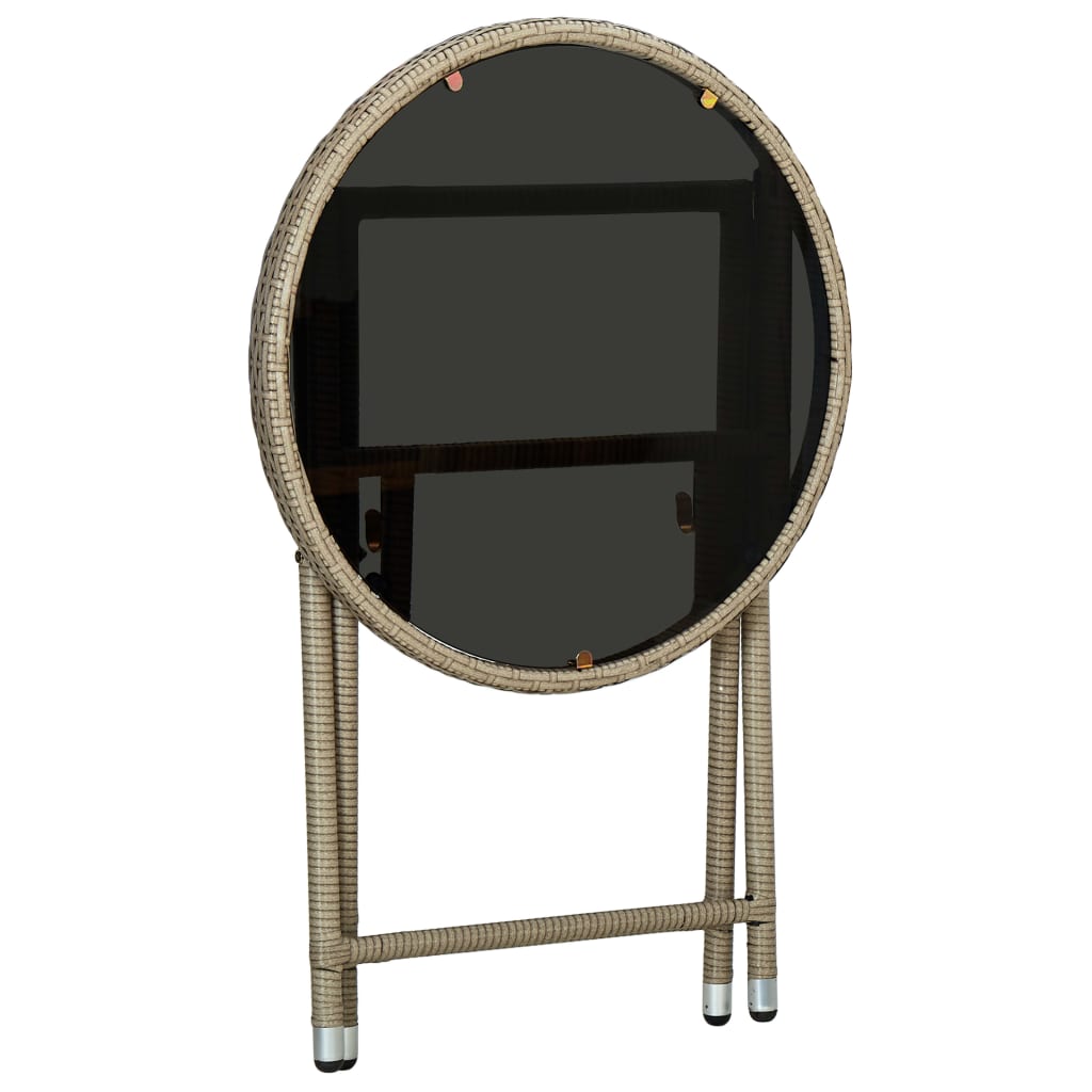 Salontafel 60 cm poly rattan en gehard glas beige is nu te koop bij PeponiXL, paradijselijk wonen!