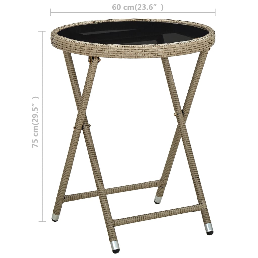 Salontafel 60 cm poly rattan en gehard glas beige is nu te koop bij PeponiXL, paradijselijk wonen!