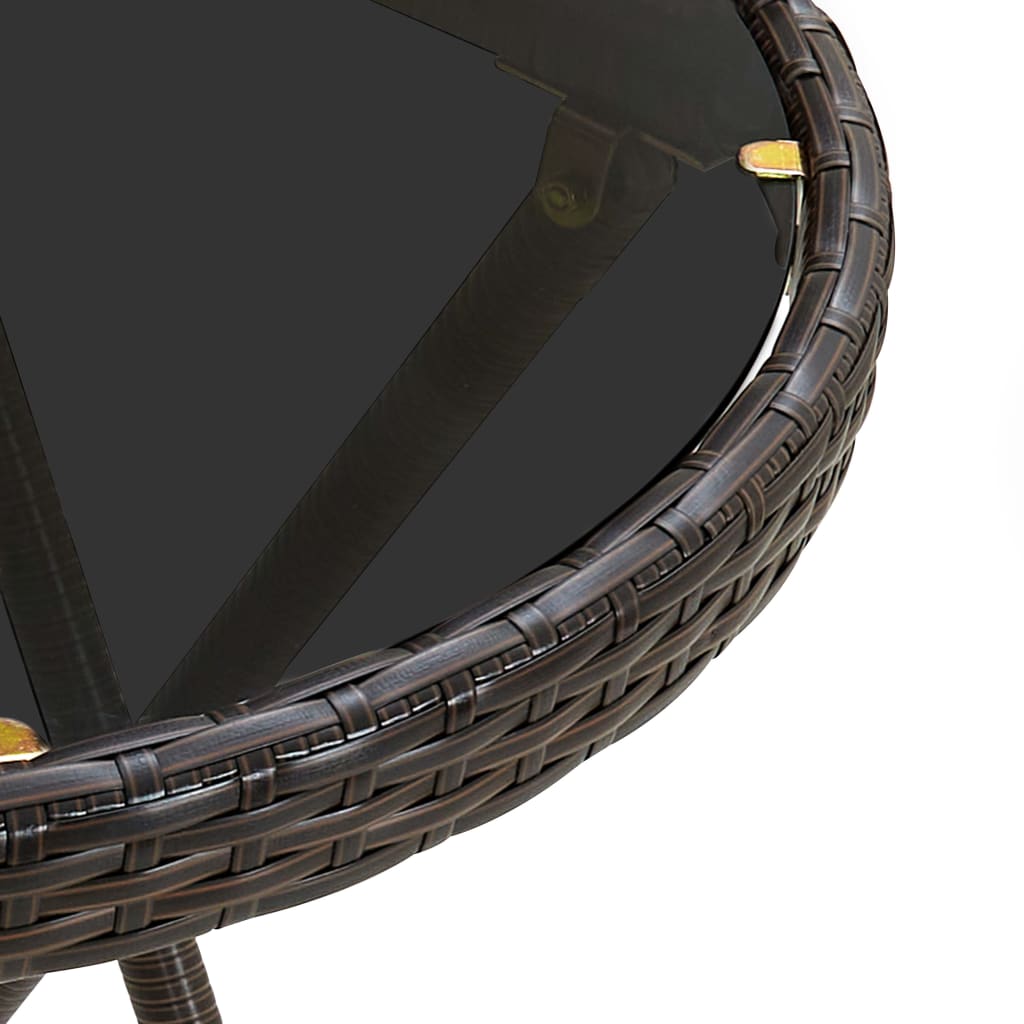 Salontafel 60 cm poly rattan en gehard glas bruin is nu te koop bij PeponiXL, paradijselijk wonen!