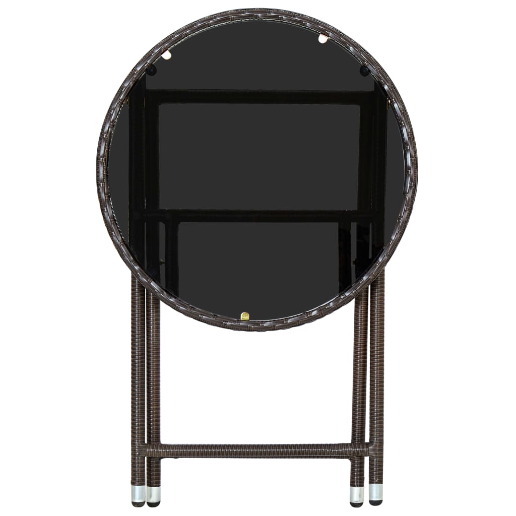 Salontafel 60 cm poly rattan en gehard glas bruin is nu te koop bij PeponiXL, paradijselijk wonen!