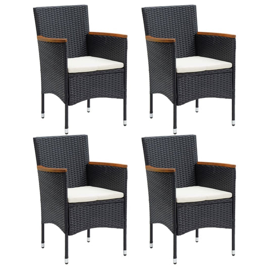 Tuinstoelen 4 st poly rattan zwart is nu te koop bij PeponiXL, paradijselijk wonen!