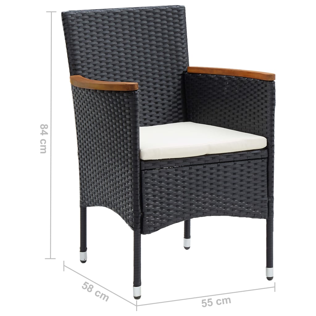 Tuinstoelen 4 st poly rattan zwart is nu te koop bij PeponiXL, paradijselijk wonen!