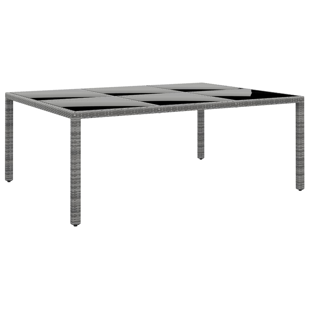 Tuintafel 200x150x75 cm gehard glas en poly rattan grijs is nu te koop bij PeponiXL, paradijselijk wonen!