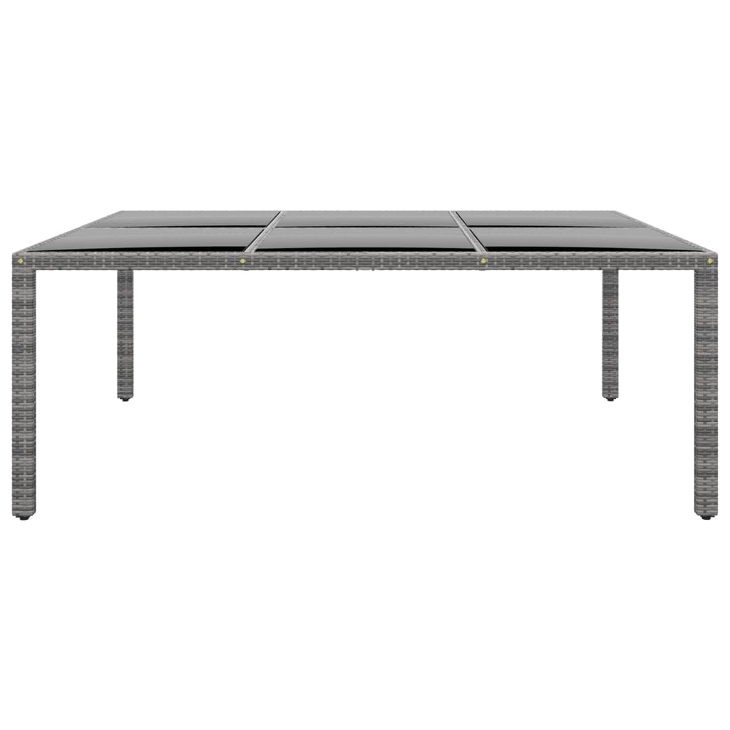 Tuintafel 200x150x75 cm gehard glas en poly rattan grijs is nu te koop bij PeponiXL, paradijselijk wonen!