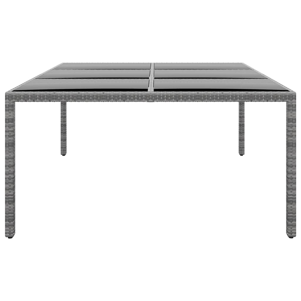Tuintafel 200x150x75 cm gehard glas en poly rattan grijs is nu te koop bij PeponiXL, paradijselijk wonen!