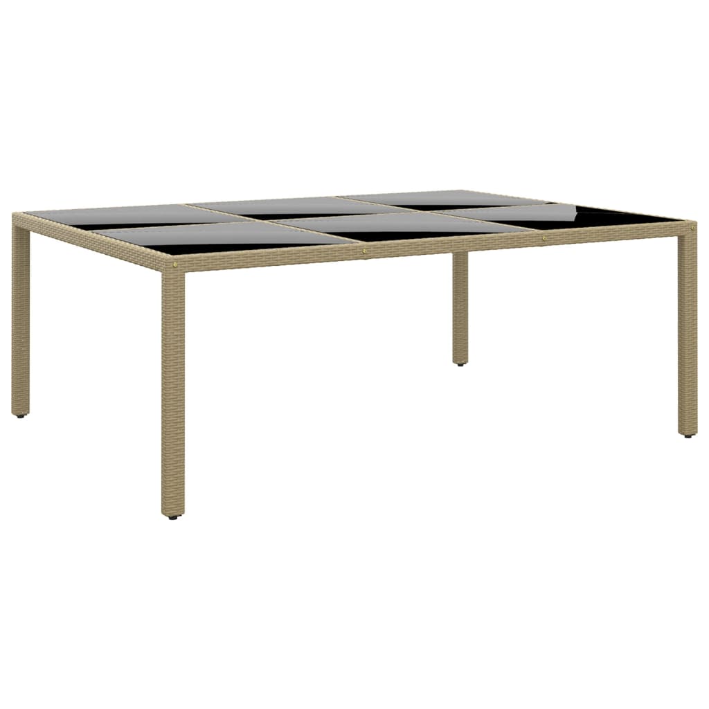 Tuintafel 200x150x75 cm gehard glas en poly rattan beige is nu te koop bij PeponiXL, paradijselijk wonen!