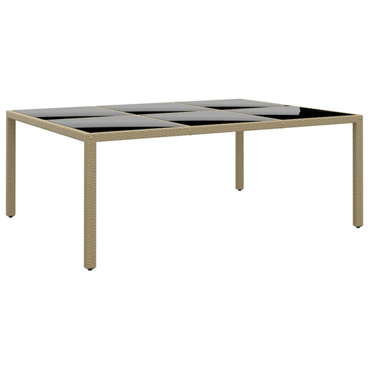 Tuintafel 200x150x75 cm gehard glas en poly rattan beige is nu te koop bij PeponiXL, paradijselijk wonen!