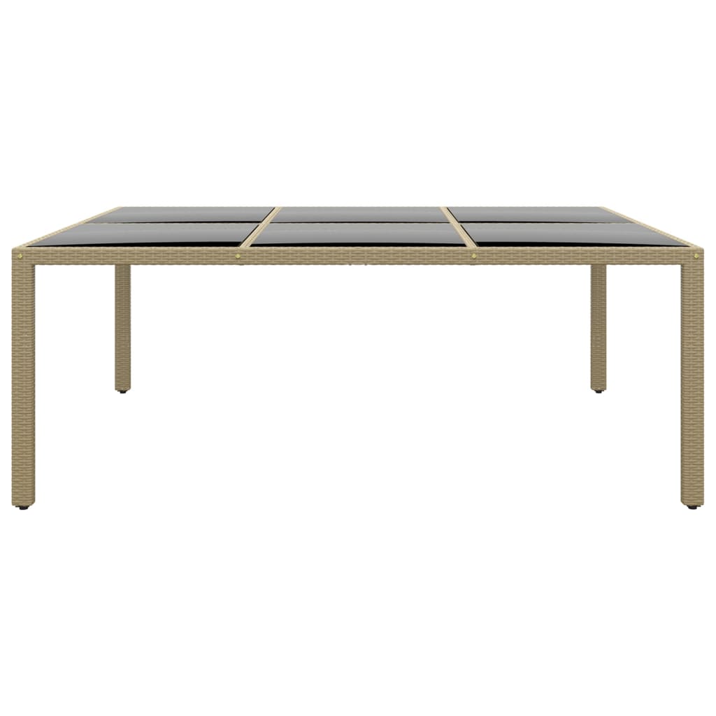Tuintafel 200x150x75 cm gehard glas en poly rattan beige is nu te koop bij PeponiXL, paradijselijk wonen!