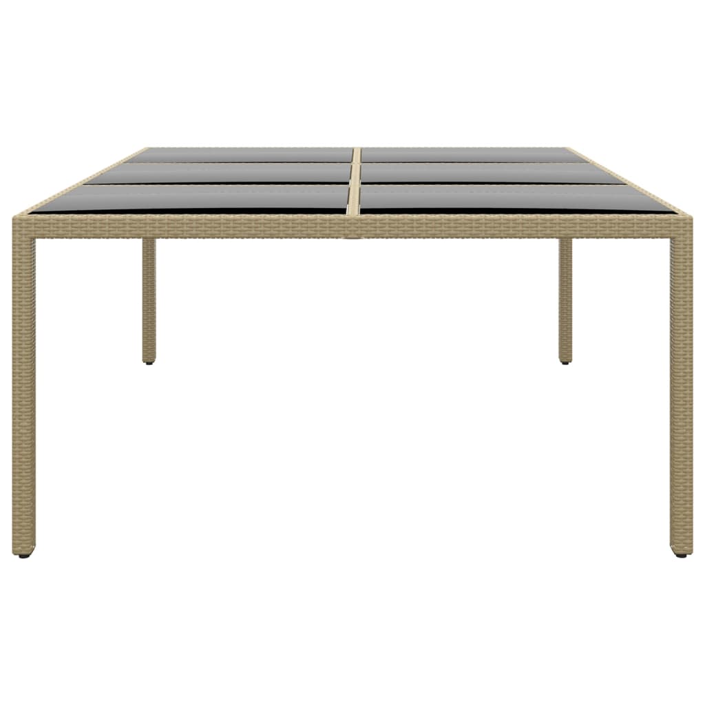 Tuintafel 200x150x75 cm gehard glas en poly rattan beige is nu te koop bij PeponiXL, paradijselijk wonen!