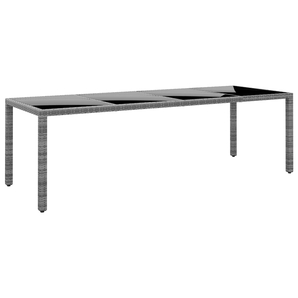Tuintafel 250x100x75 cm gehard glas en poly rattan grijs is nu te koop bij PeponiXL, paradijselijk wonen!