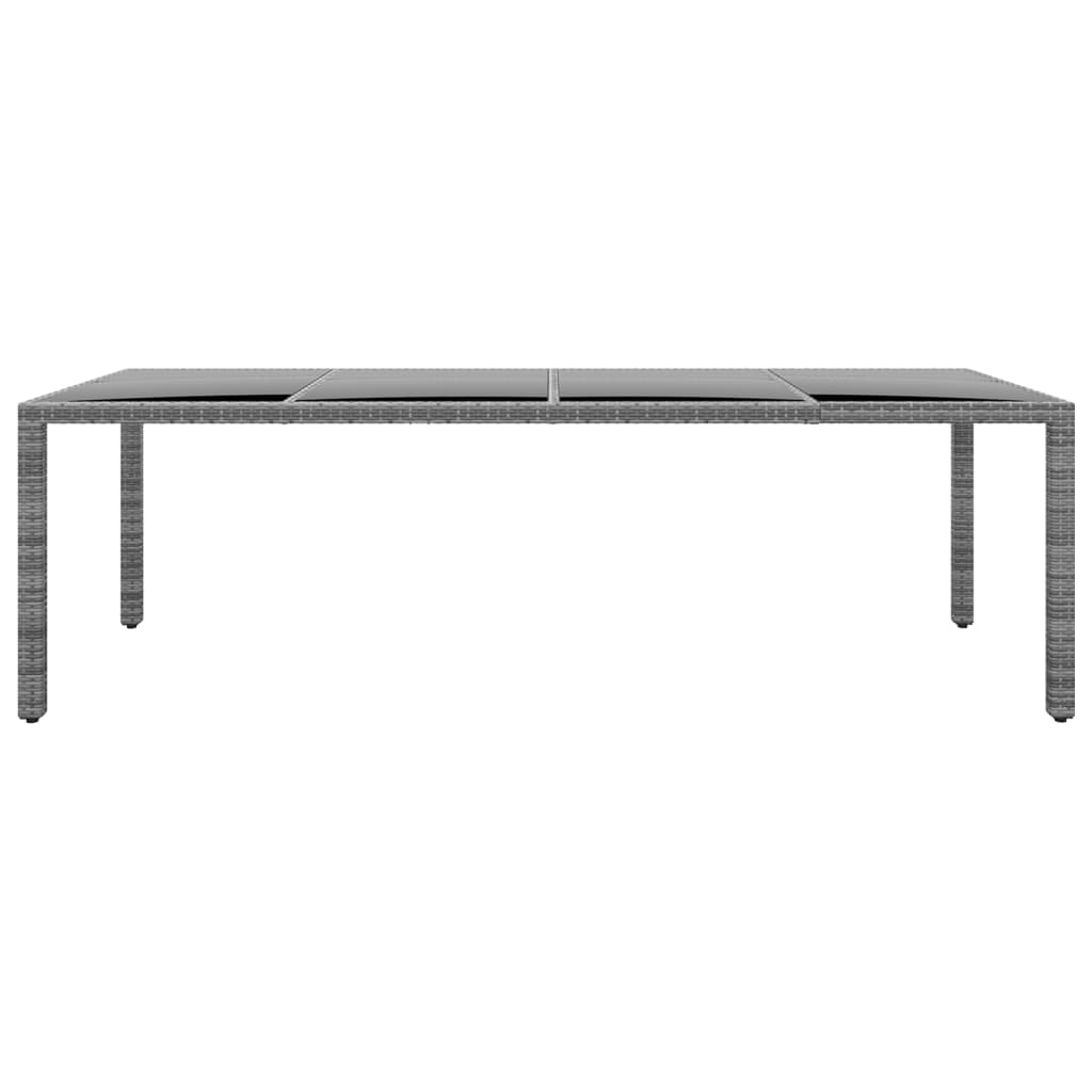 Tuintafel 250x100x75 cm gehard glas en poly rattan grijs is nu te koop bij PeponiXL, paradijselijk wonen!