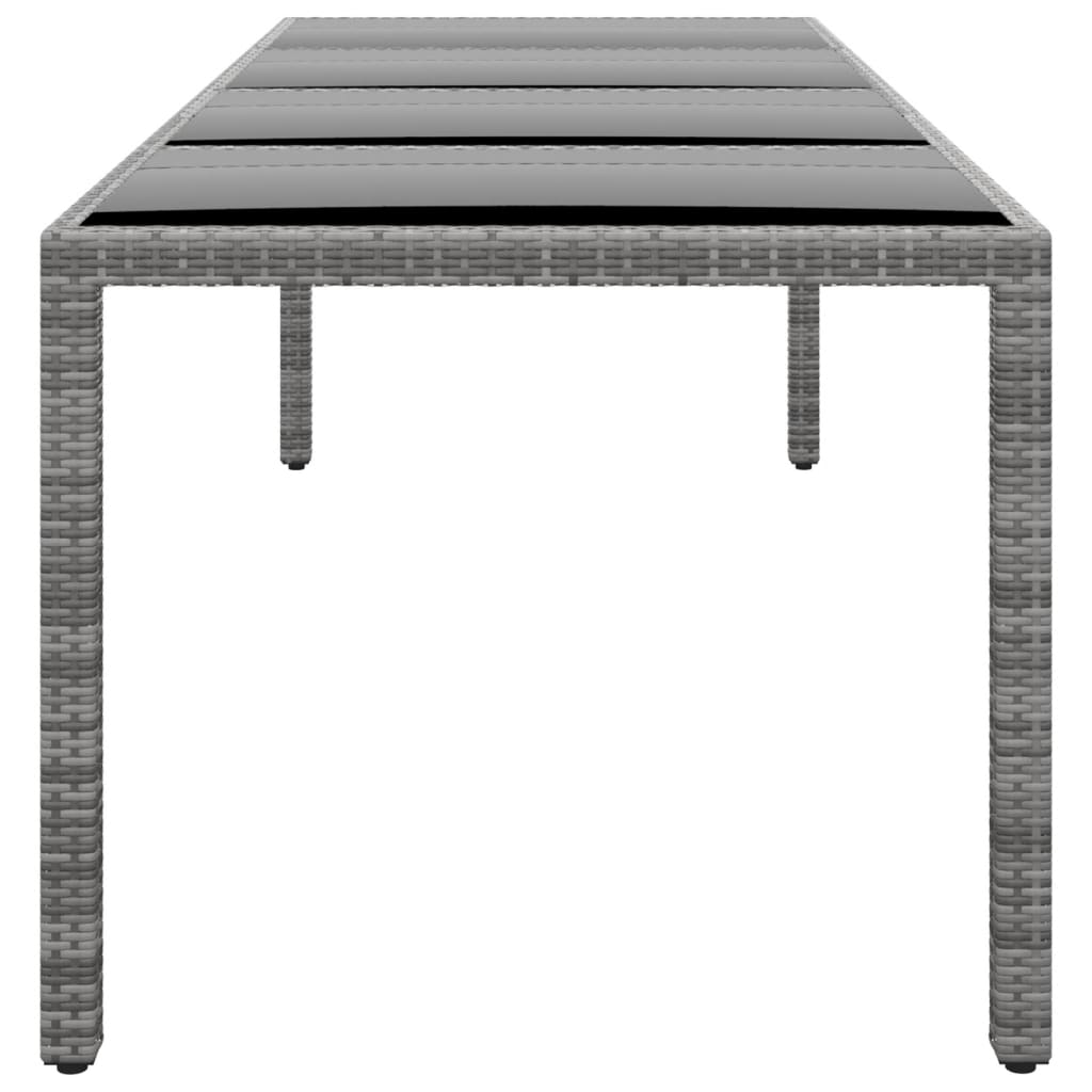 Tuintafel 250x100x75 cm gehard glas en poly rattan grijs is nu te koop bij PeponiXL, paradijselijk wonen!