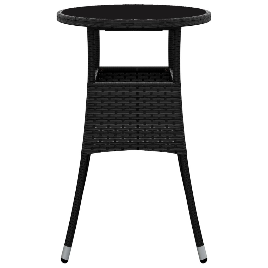 Tuintafel Ø60x75 cm gehard glas en poly rattan zwart is nu te koop bij PeponiXL, paradijselijk wonen!